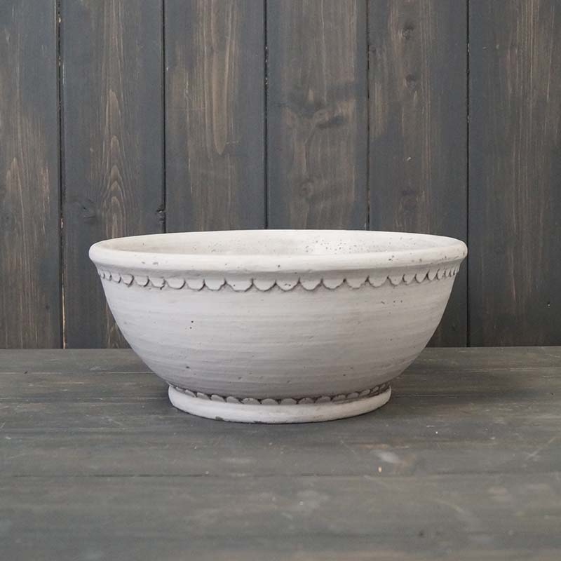 White Tapered Cement Bowl (D26cm) detail page